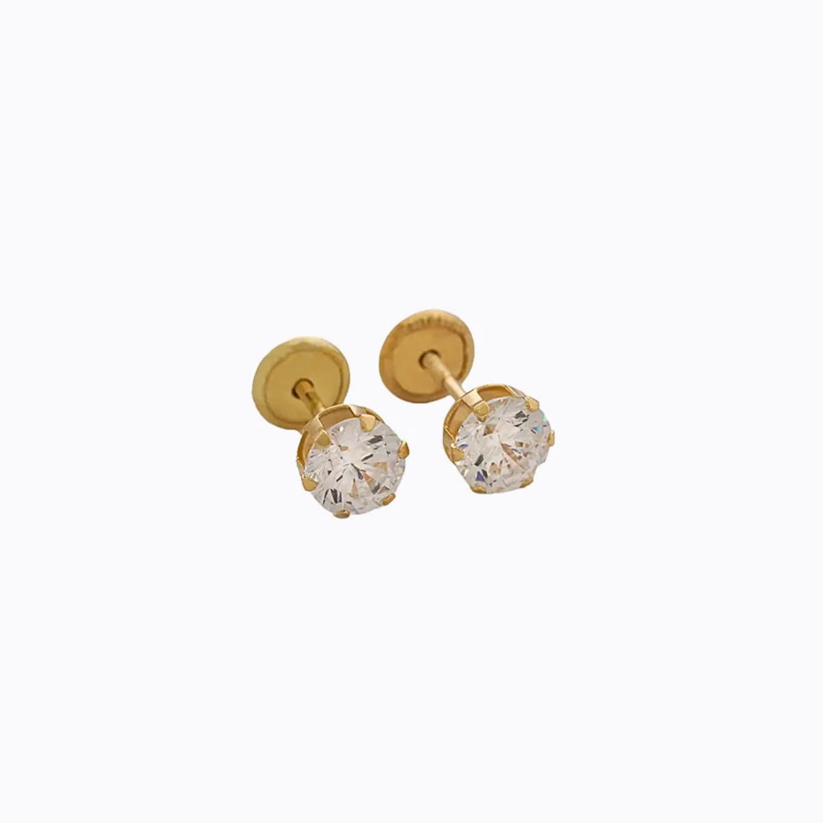Aretes Topo Solitario SB de Rosca – IT Premium Oro Laminado 18K | OM JOYERÍA