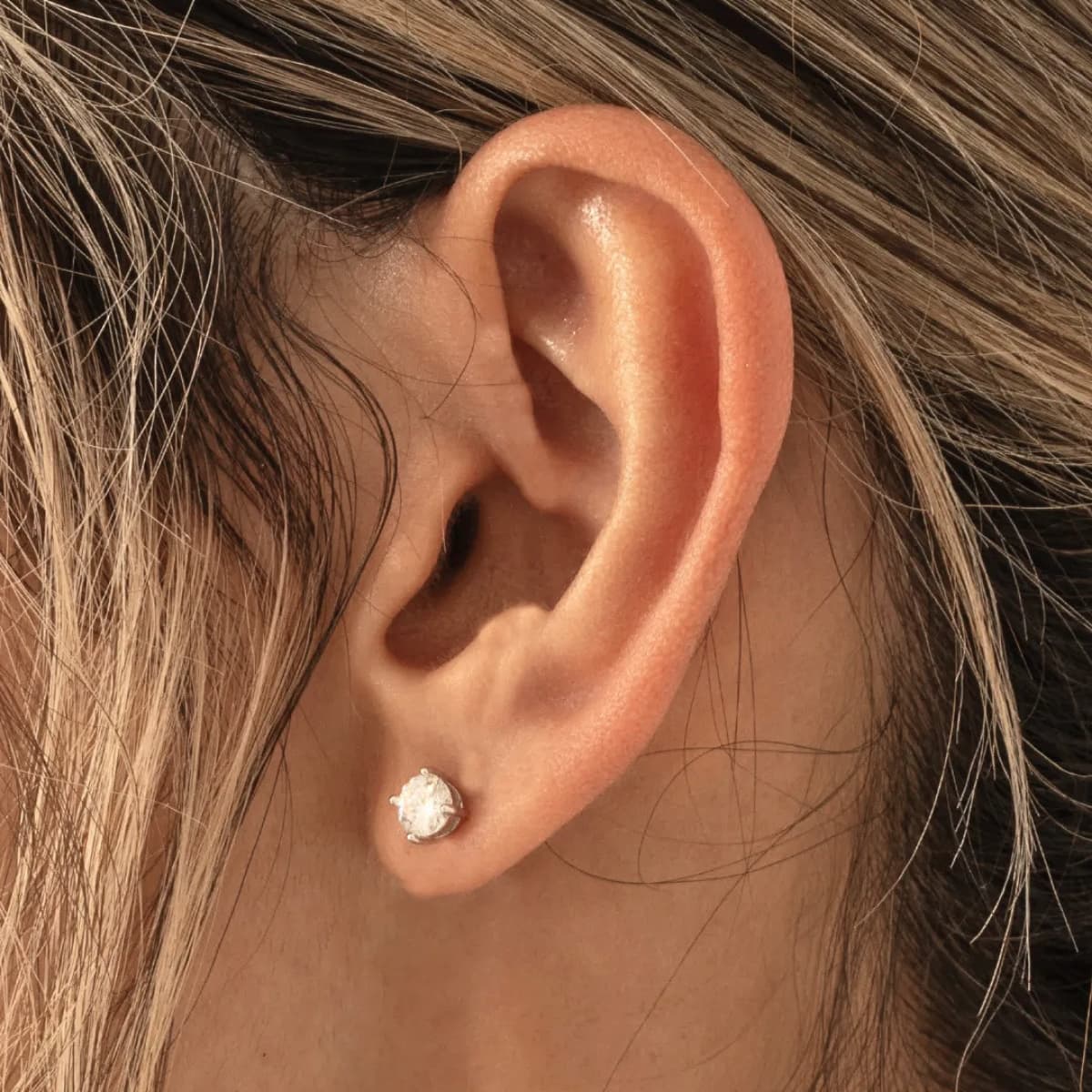 Aretes Topos Crystal Bold 5 mm Plata Ley 925 mujer oreja
