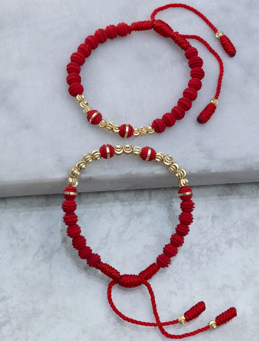 Manillas de pareja con neopreno y balines italianos de 4mm de Oro Laminado 18k