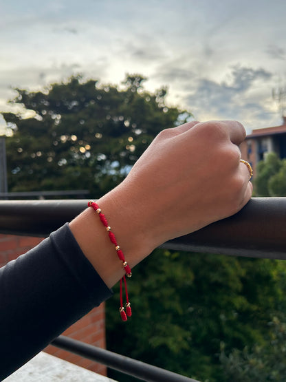 Manilla Tejida 7 Nudos Balín 4mm Oro Laminado 18k | OM JOYERÍA