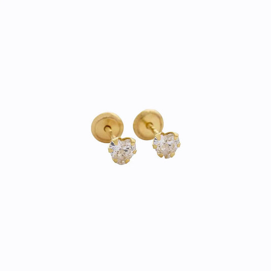 Aretes Topo Amour SB de Rosca – IT Premium Oro Laminado 18K | OM JOYERÍA