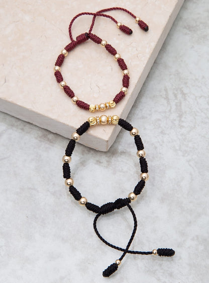 Manilla de pareja con balines liso e italianos de 4 mm y 5mm de Oro Laminado 18k