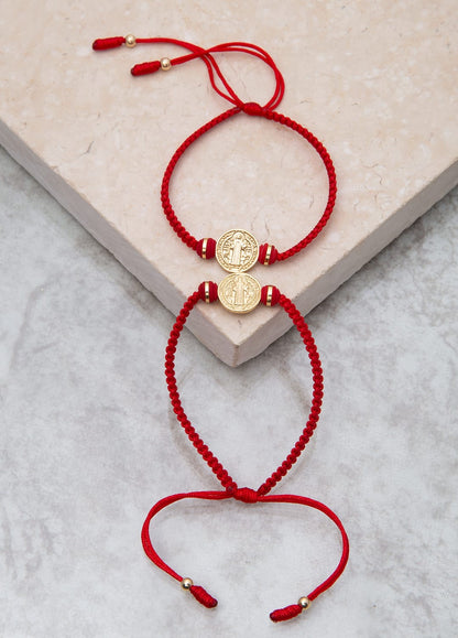 Manillas de pareja Herraje de San Benito con neopreno argollado de 6mm de Oro Laminado 18k