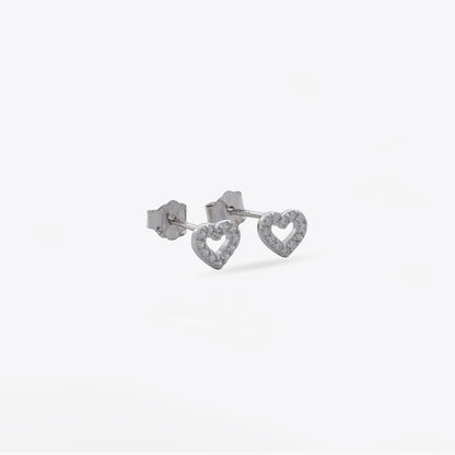 Aretes Topos Aira Heart 5x4 mm Plata Ley 925 fondo blanco