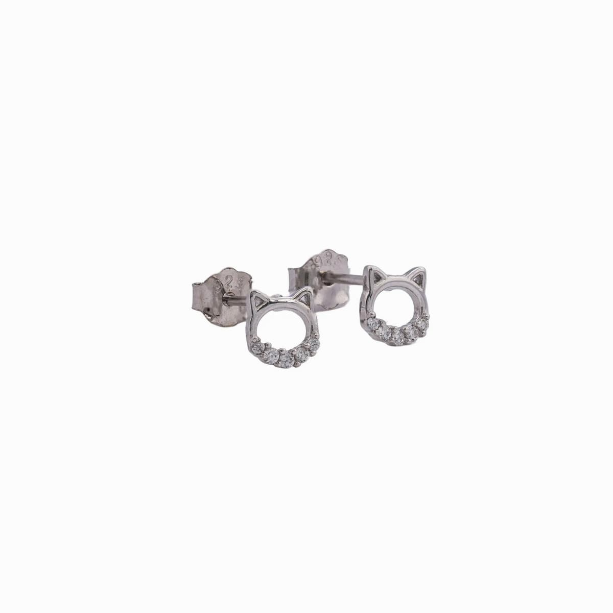 Aretes Topos Cat Shine 5 mm Plata Ley 925 fondo blanco