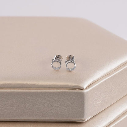 Aretes Topos Cat Shine 5 mm Plata Ley 925 sobre caja