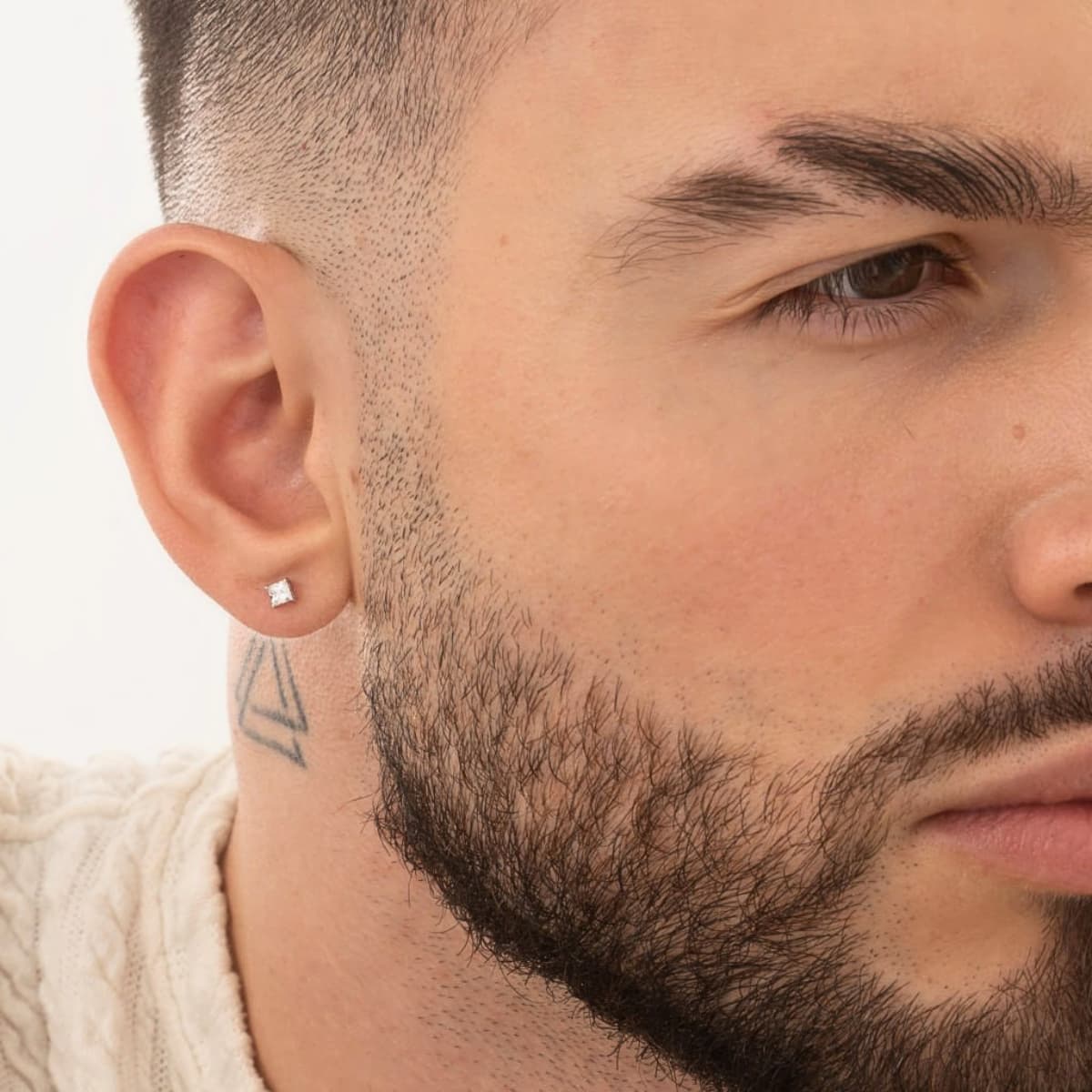 Aretes Topos Chispa Diamond 3.6 mm Plata Ley 925 hombre oreja