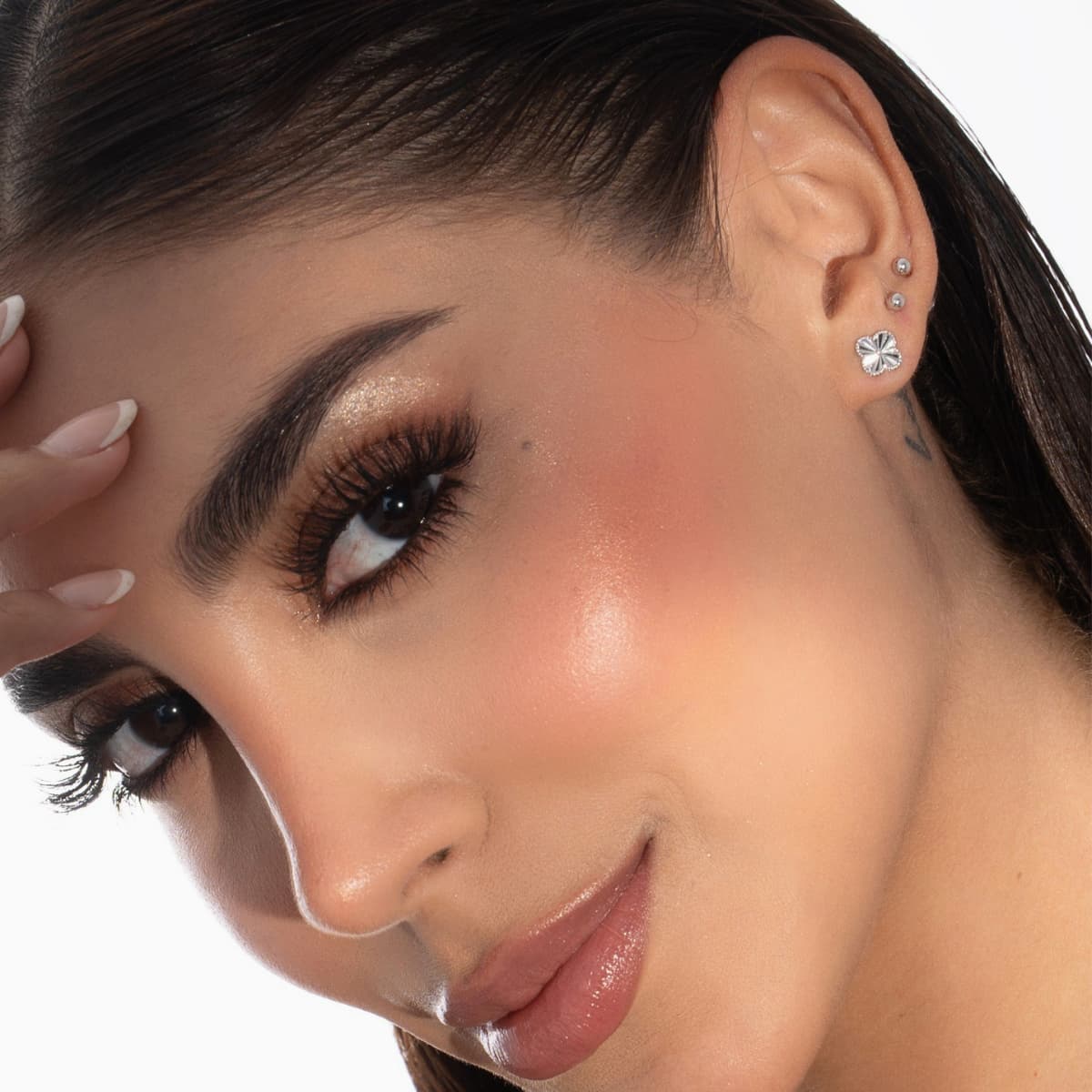 Aretes Topos Clover 0,8 cm Plata Ley 925 mujer oreja