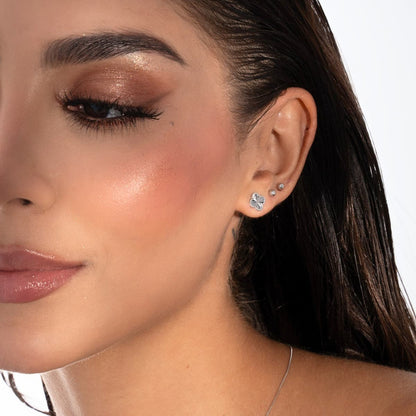 Aretes Topos Clover 0,8 cm Plata Ley 925 mujer oreja lateral