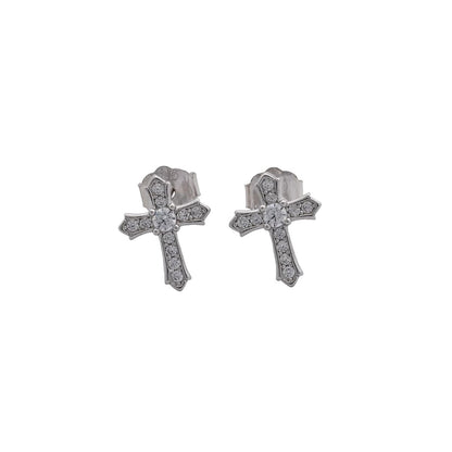 Aretes Topos Cruz Destello 8.8 mm Plata Ley 925 fondo blanco