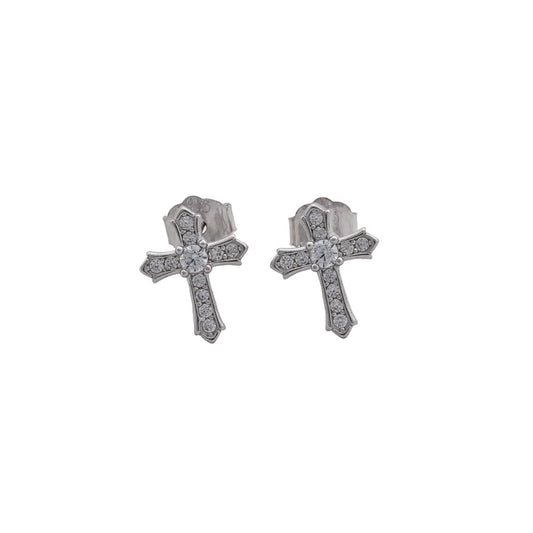 Aretes Topos Cruz Destello 8.8 mm Plata Ley 925 fondo blanco