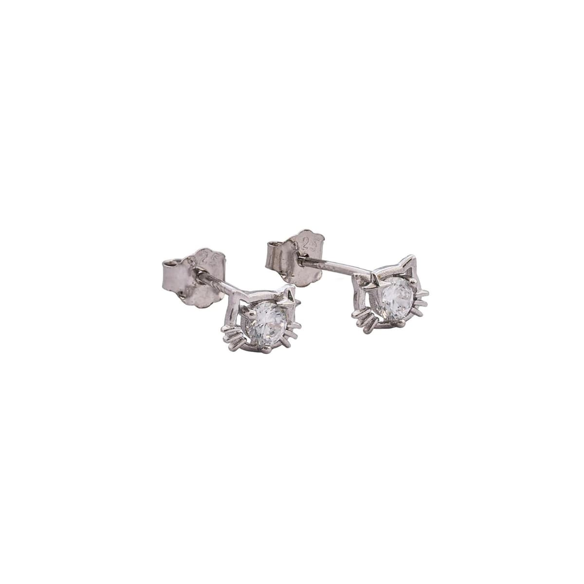 Aretes Topos Kitty Love 6 mm Plata Ley 925 fondo blanco