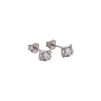 Aretes Topos Kitty Love 6 mm Plata Ley 925 fondo blanco