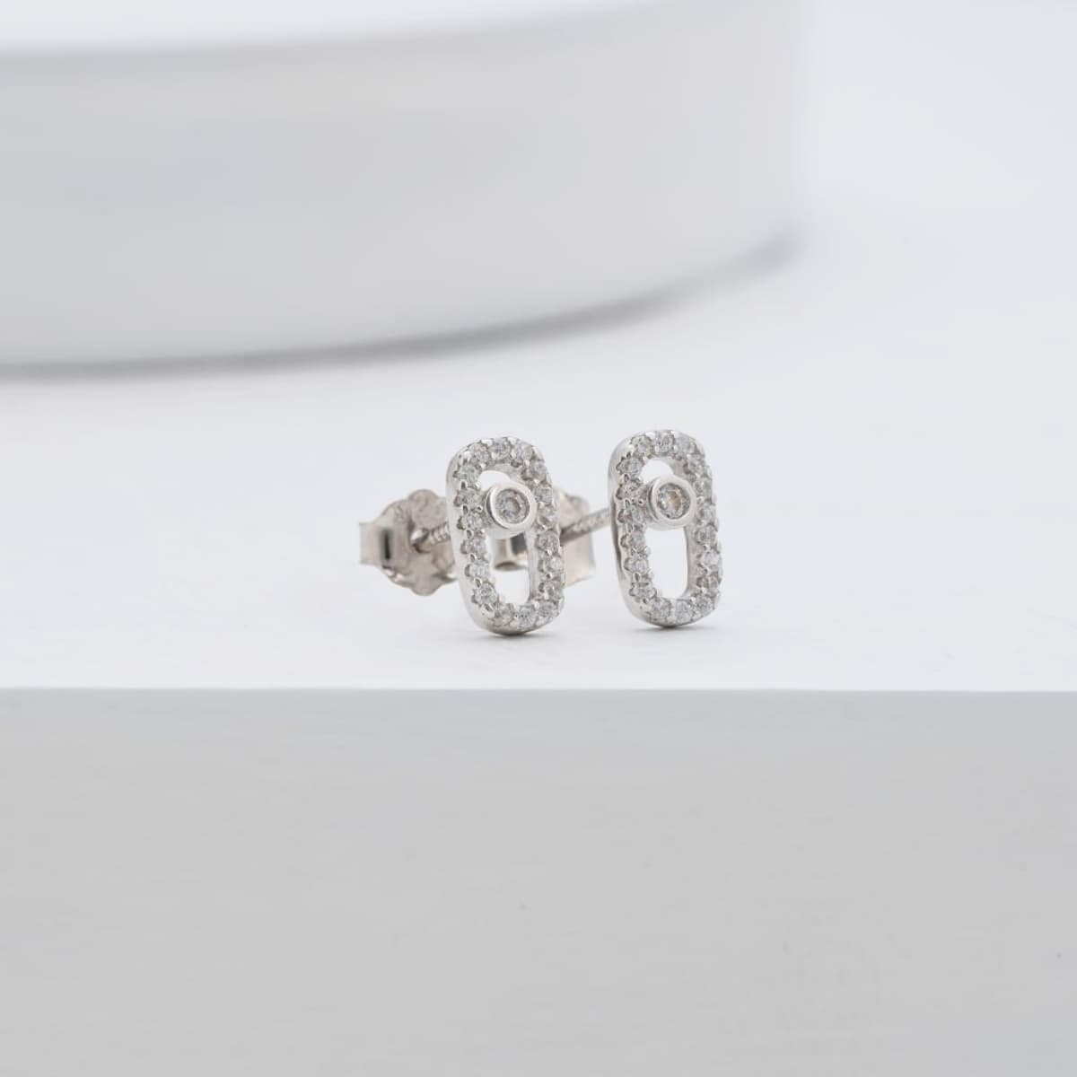 Aretes Topos Move Pavé MSK 4x8 mm Plata Ley 925 mujer oreja
