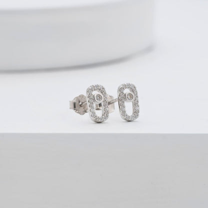 Aretes Topos Move Pavé MSK 4x8 mm Plata Ley 925 mujer oreja
