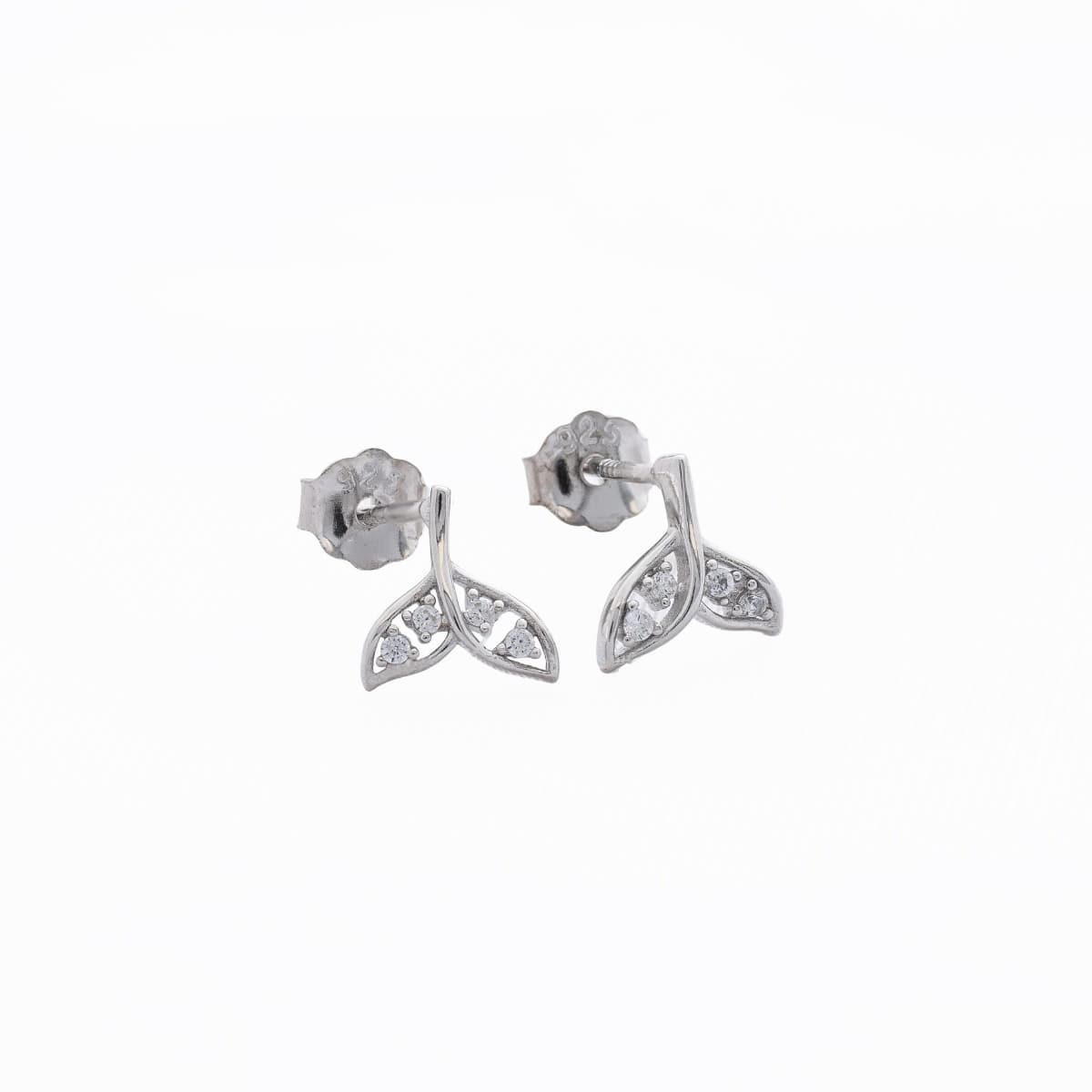 Aretes Topos Siren Tail 6 mm Plata Ley 925 fondo blanco