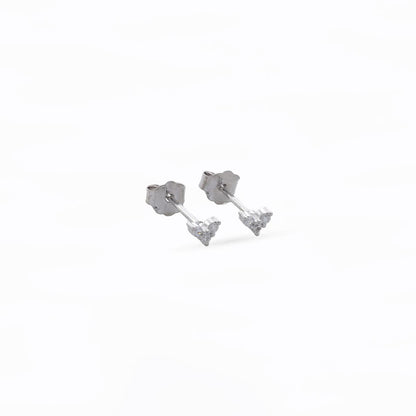 Aretes Topos Heart 2x3 mm Plata Ley 925 mujer oreja