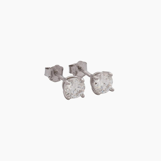 Aretes Topos Crystal Bold 5 mm Plata Ley 925 fondo blanco