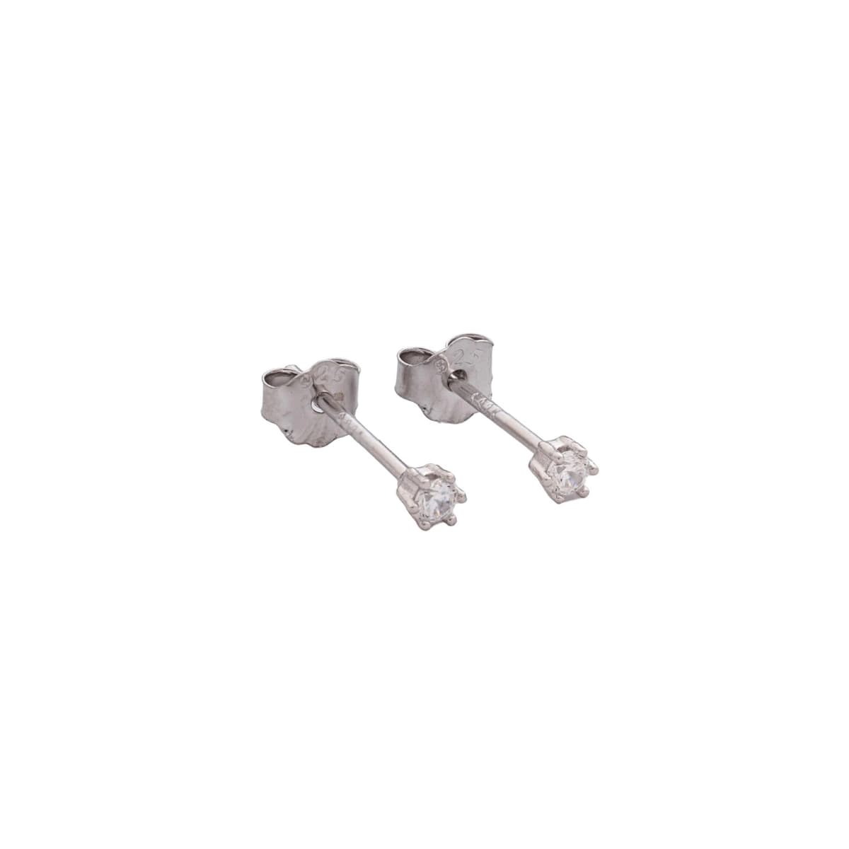 Aretes Topos Crystal Crown 4 mm Plata Ley 925 fondo blanco