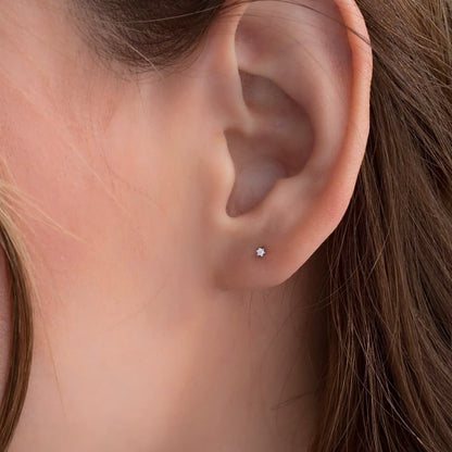 Aretes Topos Destello Fine 1 mm Plata Ley 925 mujer oreja