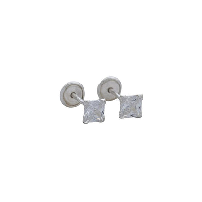 Aretes Topos Royal SB 4 mm Plata Ley 925 sobre superficie blanca · Unisex · OM JOYERÍA