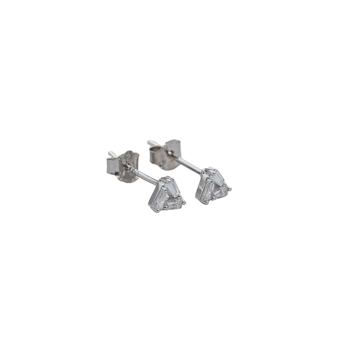 Aretes Topos Triangle Crystal 5 mm Plata Ley 925 fondo blanco