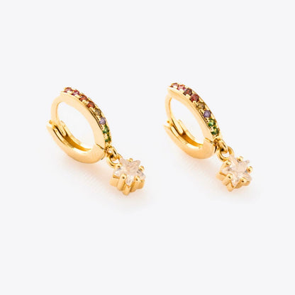 Aretes Candongas Rainbow Star – Oro Laminado 18K | OM JOYERÍA