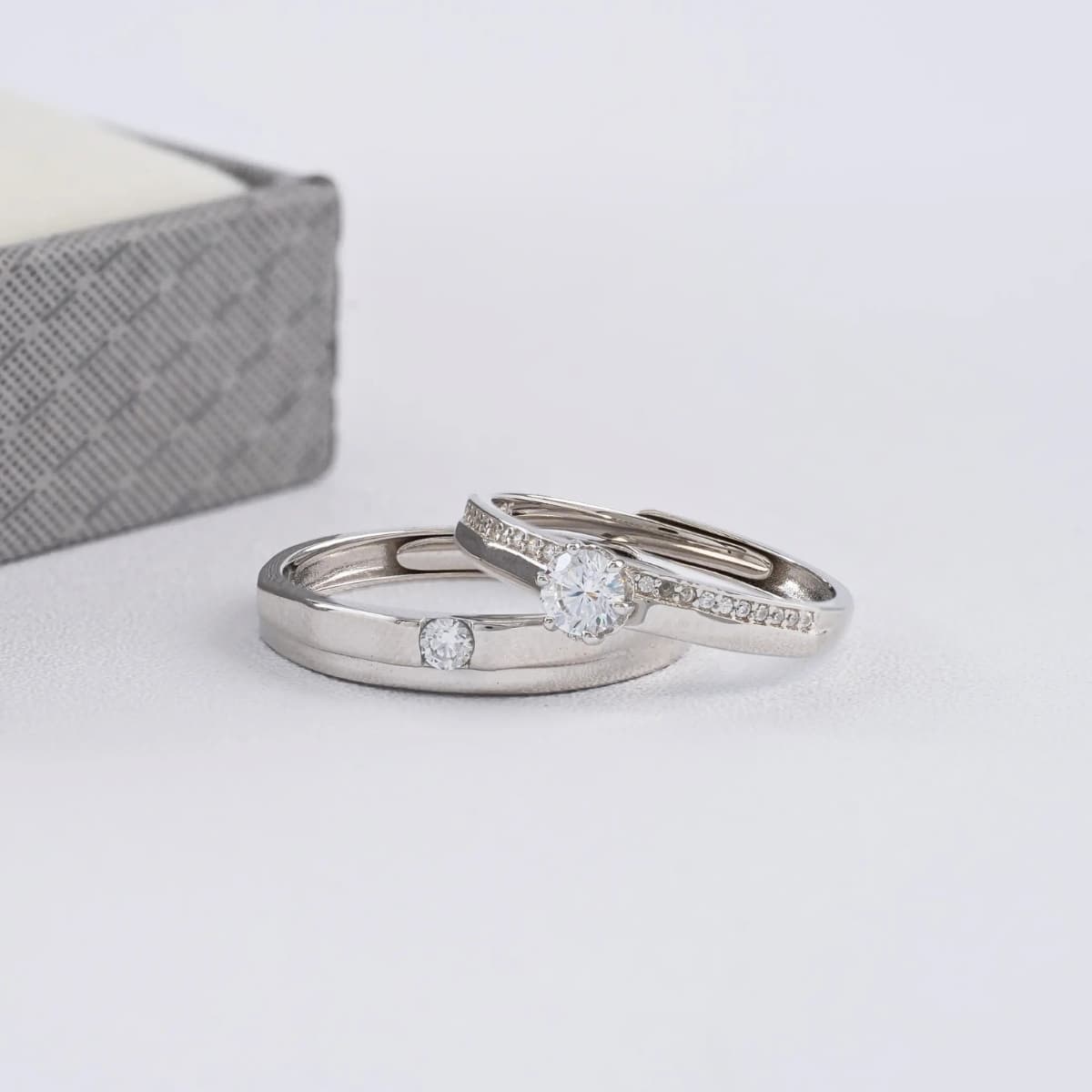 Argollas Eternal Shine ajustables pareja Plata Ley 925