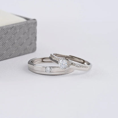 Argollas Eternal Shine ajustables pareja Plata Ley 925