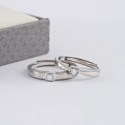 Argollas Heart Promise ajustables set pareja Plata Ley 925