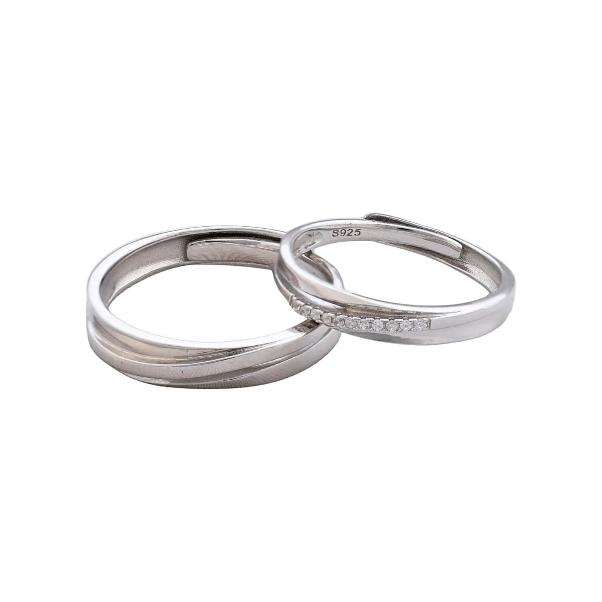 Argollas One Forever ajustables Plata Ley 925 fondo blanco