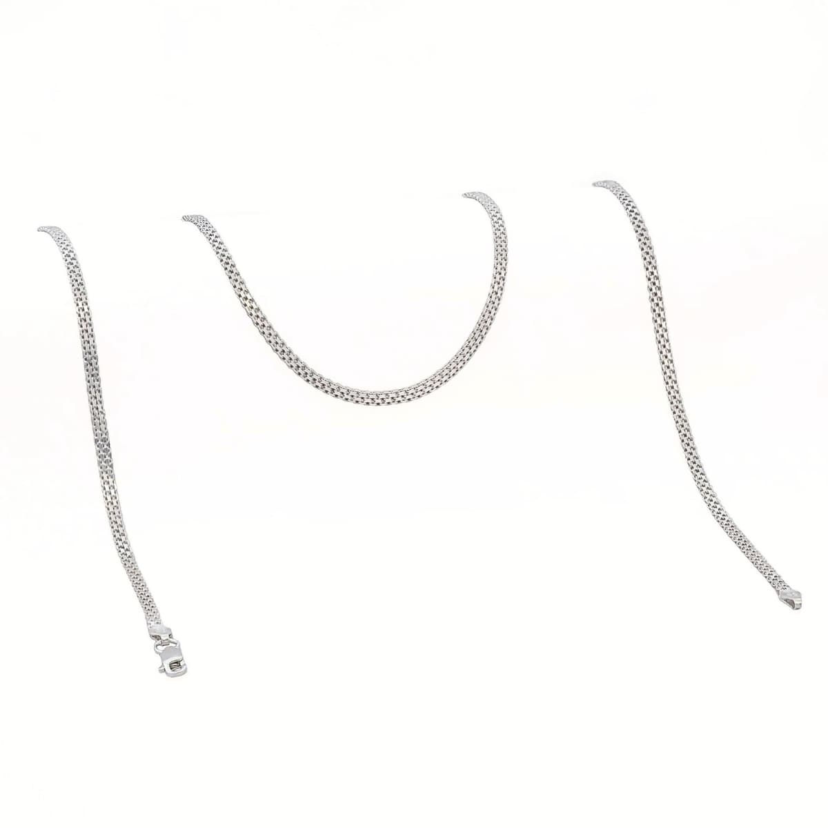 Cadena China 3 mm 65 cm Plata Ley 925 fondo blanco detalle tejido
