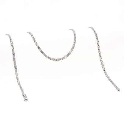 Cadena China 3 mm 65 cm Plata Ley 925 fondo blanco detalle tejido