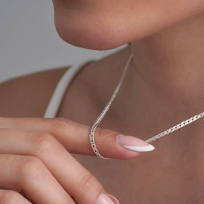 Cadena Cubana Cruzada 2,4 mm Plata Ley 925 detalle