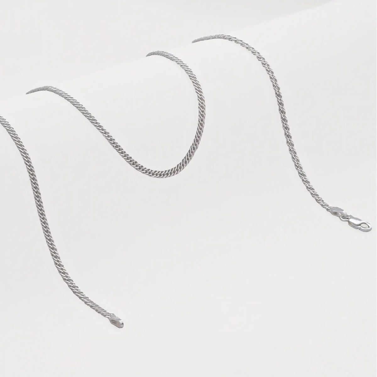 Cadena Cubana Cruzada 2,4 mm 65 cm Plata Ley 925 para hombre