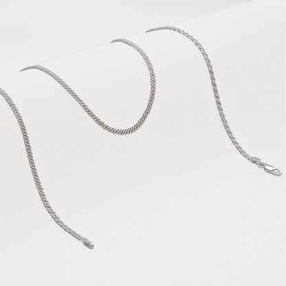 Cadena Cubana Cruzada 2,4 mm 65 cm Plata Ley 925 para hombre