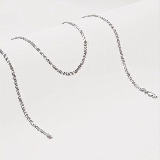 Cadena Cubana Cruzada 2,4 mm 65 cm Plata Ley 925 para hombre