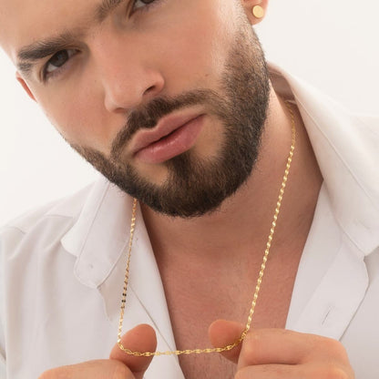 Cadena Espejo Cuadrada 65 cm Oro Laminado 18K hombre