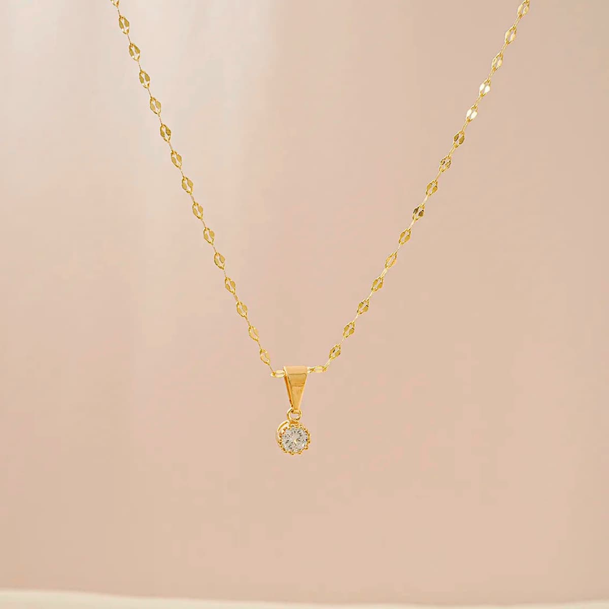 Cadena Espejo Mediana Oro Laminado 18K - Vista producto fondo neutro