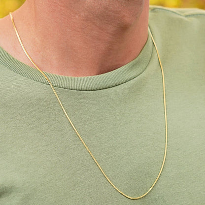 Cadena Serpiente Plana Delgada 1 mm 65 cm Oro Laminado 18K hombre