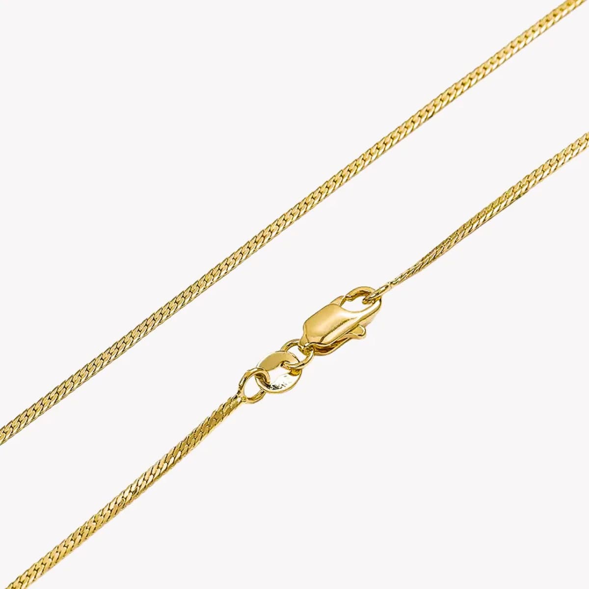 Cadena Serpiente Plana Delgada 1 mm 65 cm Oro Laminado 18K detalle cierre