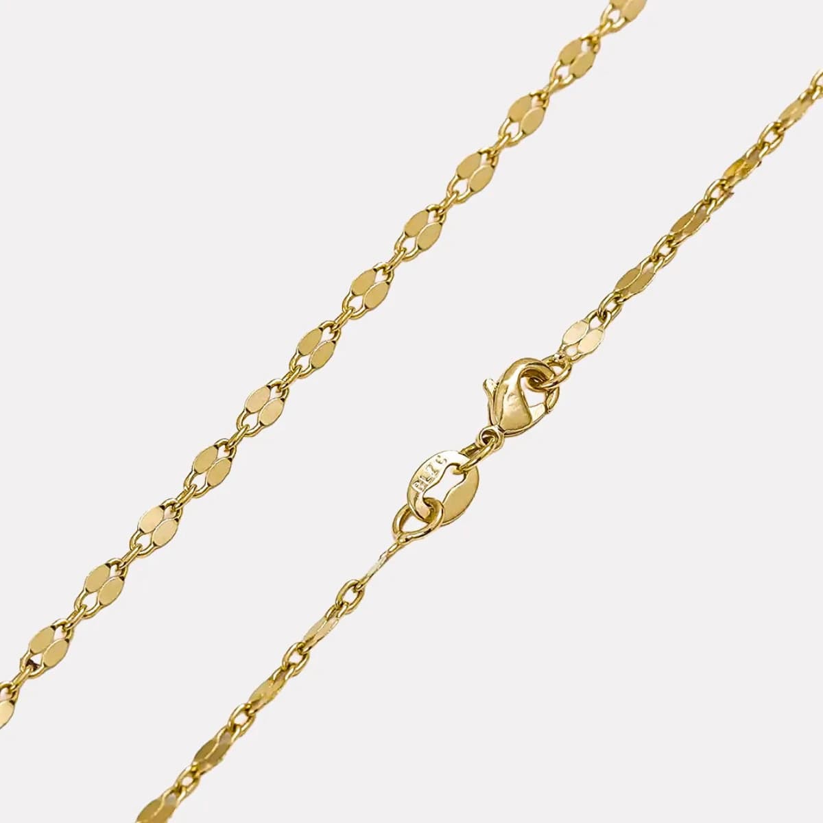 Cadena Espejo Cuadrada 65 cm Oro Laminado 18K detalle cierre