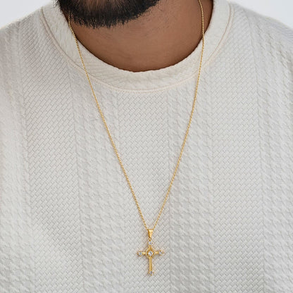 Dije Cruz Cristal Piedras Oro Laminado 18K - Modelo hombre