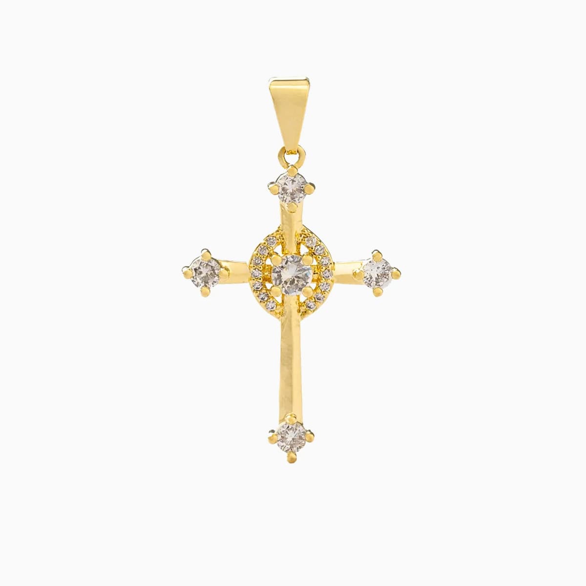 Dije Cruz Verde o Cristal Oro Laminado 18K | OM JOYERÍA
