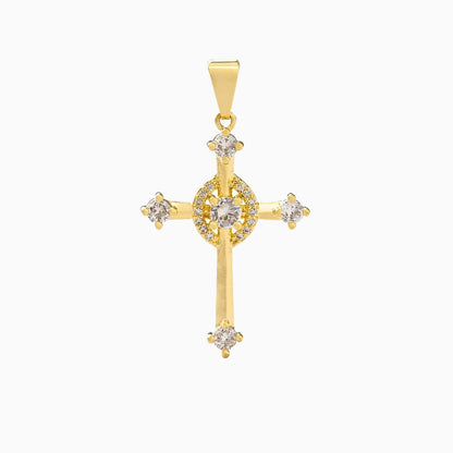 Dije Cruz Verde o Cristal Oro Laminado 18K | OM JOYERÍA