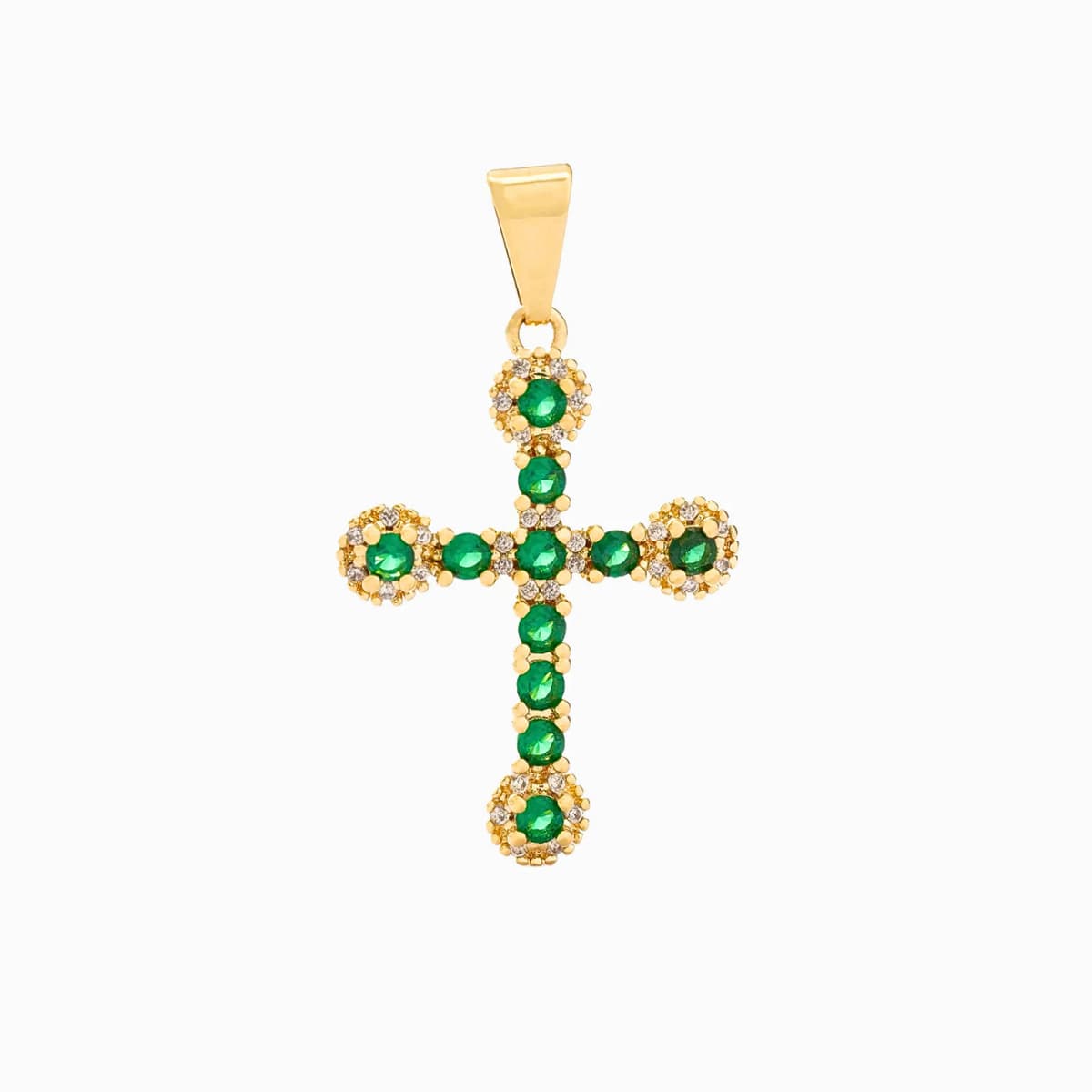 Dije Emerald Love Cruz Esmeraldas Oro Laminado 18K - Vista frontal
