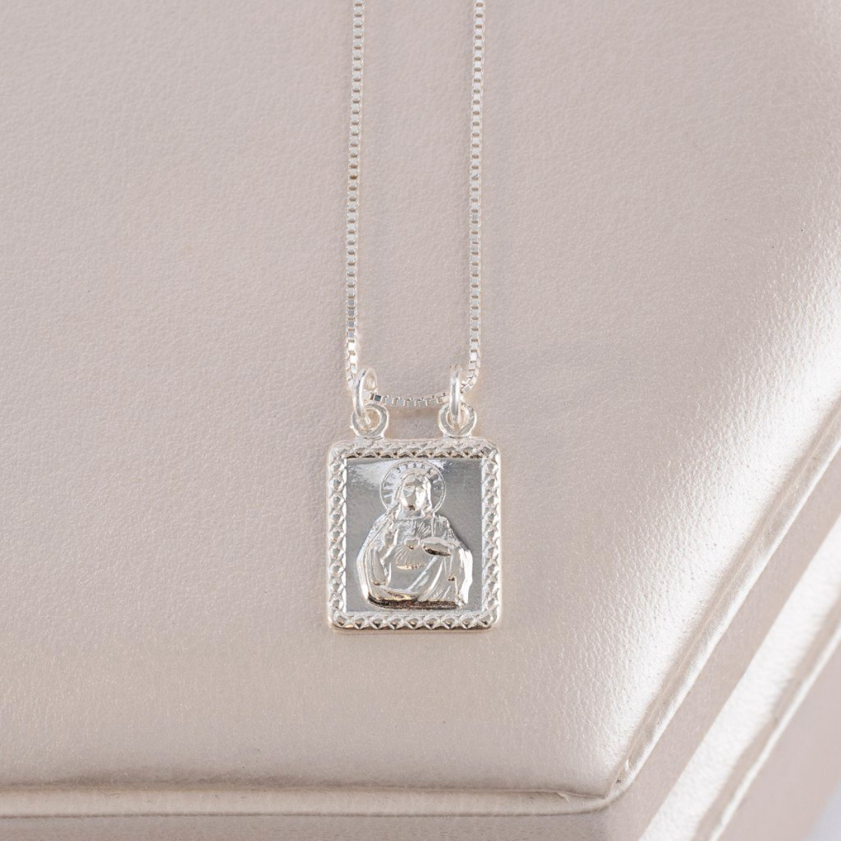 Dije Escapulario Sagrado Corazón 1,4 cm Plata Ley 925 unisex cadena — NO INCLUYE CADENA