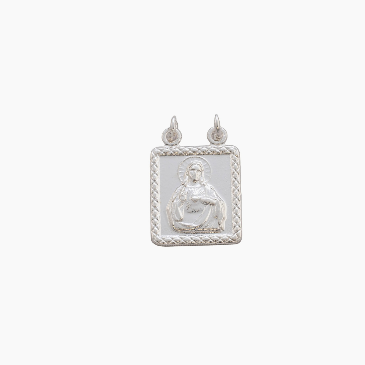 Dije Escapulario Sagrado Corazón 1,4 cm Plata Ley 925 fondo blanco