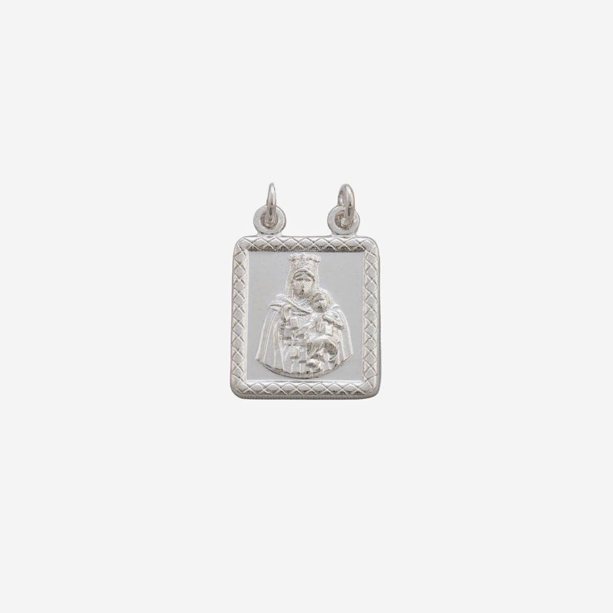Dije Escapulario Virgen del Carmen 1,4 cm Plata Ley 925 fondo blanco