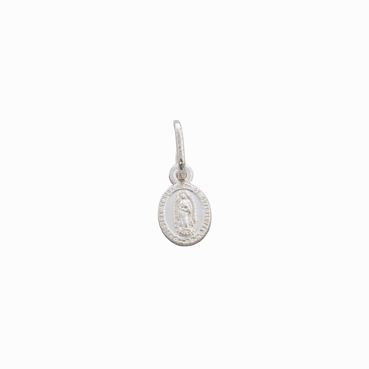 Dije Mini Virgen de Guadalupe XS 0,7 cm Plata Ley 925 fondo blanco